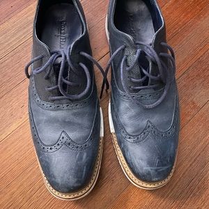 Cole Hann, blue leather wingtip shoes, size 9.5